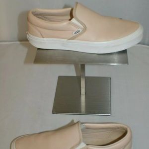 Vans Pink Leather Slip Ons